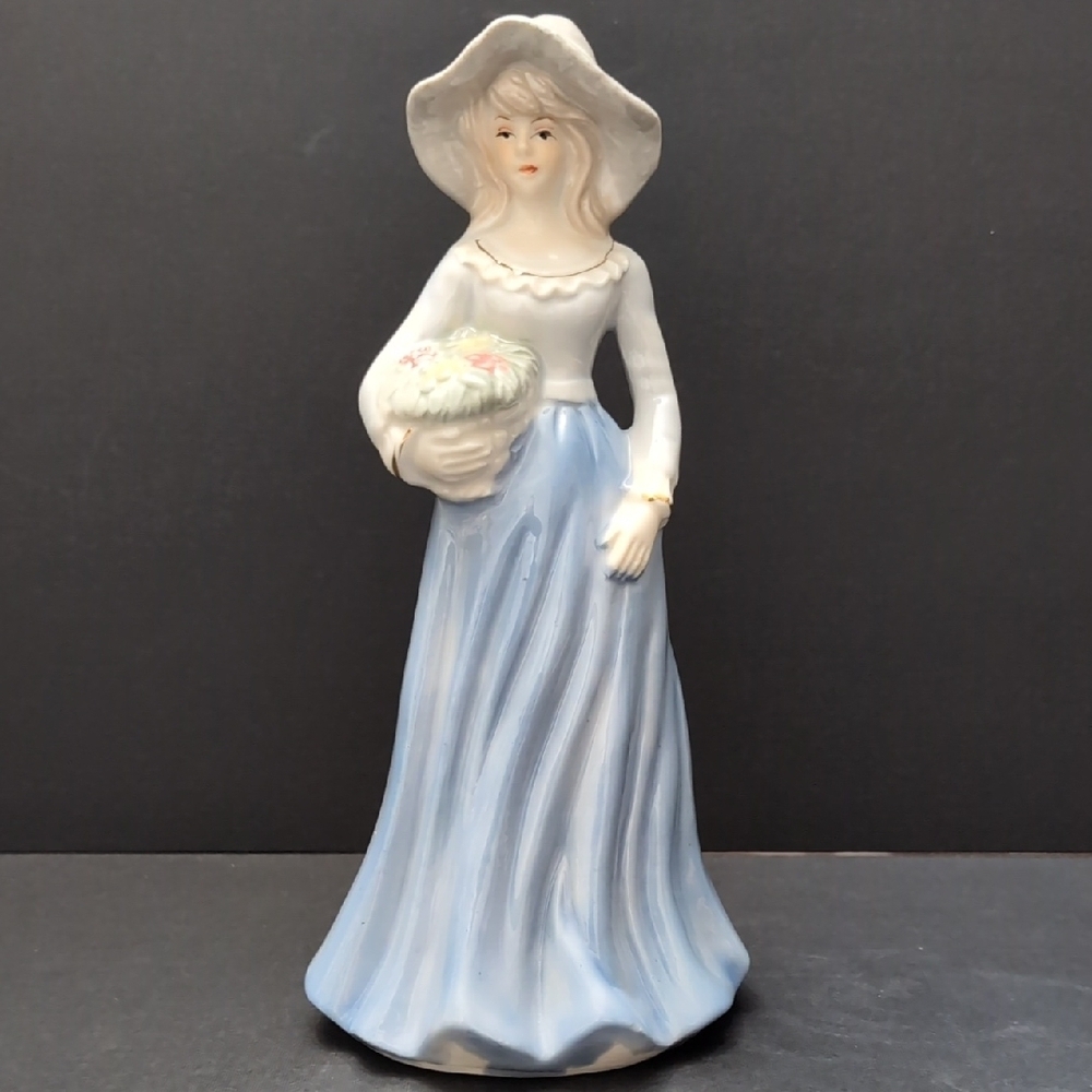 Vintage Lladro Porcelain Lady With Flowers Figurine.